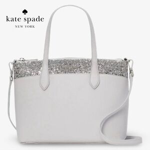 Kate Spade Flash Glitter Crossbody Satchel Grey Silver NWT